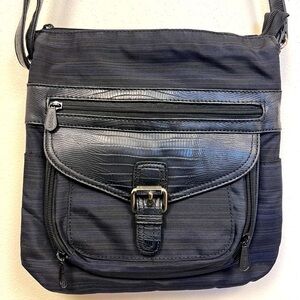 Multisac Black & Blue Nylon/Canvas Women's Crossbody Bag Streetwear Minimalist